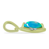 Pandantiv din Argint 925 Placat cu Aur ( 0.73 grame ) cu Opal Albastru Etiopian Paraiba și Topaz Alb 0.37 Carate
