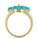 Inel din Argint 925 Placat cu Aur ( 3.77 grame ) cu Opal Albastru Etiopian Paraiba și Topaz Alb 1.33 Carate