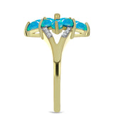 Inel din Argint 925 Placat cu Aur ( 3.77 grame ) cu Opal Albastru Etiopian Paraiba și Topaz Alb 1.33 Carate