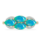 Inel din Argint 925 Placat cu Aur ( 2.66 grame ) cu Opal Albastru Etiopian Paraiba și Topaz Alb 1.45 Carate