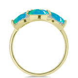 Inel din Argint 925 Placat cu Aur ( 2.66 grame ) cu Opal Albastru Etiopian Paraiba și Topaz Alb 1.45 Carate