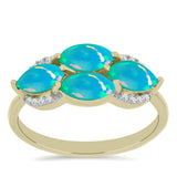Inel din Argint 925 Placat cu Aur ( 2.66 grame ) cu Opal Albastru Etiopian Paraiba și Topaz Alb 1.45 Carate