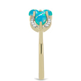 Inel din Argint 925 Placat cu Aur ( 2.66 grame ) cu Opal Albastru Etiopian Paraiba și Topaz Alb 1.45 Carate