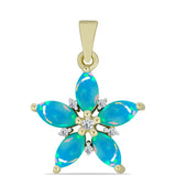 Pandantiv din Argint 925 Placat cu Aur ( 1.11 grame ) cu Opal Albastru Etiopian Paraiba și Topaz Alb 0.89 Carate