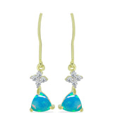 Cercei din Argint 925 Placat cu Aur ( 1.72 grame ) cu Opal Albastru Etiopian Paraiba și Topaz Alb 1.15 Carate