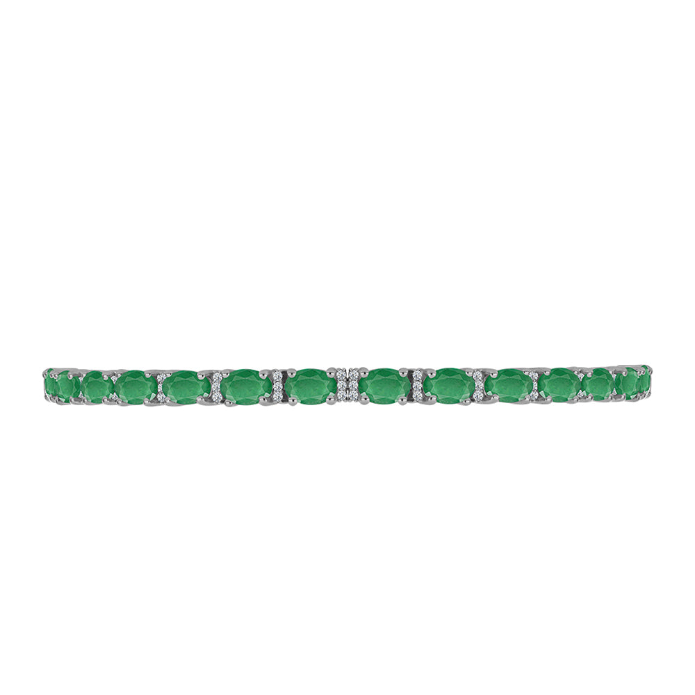 Brățară din Argint 925 ( 8.76 grame ) cu Smarald Brazilian și Topaz Alb 7.62 Carate