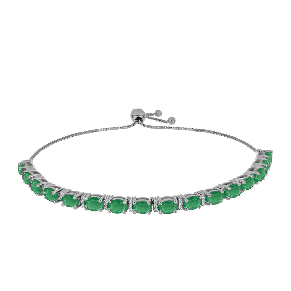 Brățară din Argint 925 ( 8.76 grame ) cu Smarald Brazilian și Topaz Alb 7.62 Carate