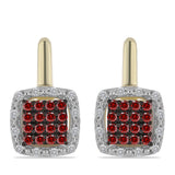 Cercei din Argint 925 Placat cu Aur ( 3.65 grame ) cu Diamant Roșu și Diamant Alb 0.42 Carate