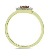 Inel din Argint 925 Placat cu Aur ( 2.1 grame ) cu Diamant Roșu și Diamant Alb 0.26 Carate