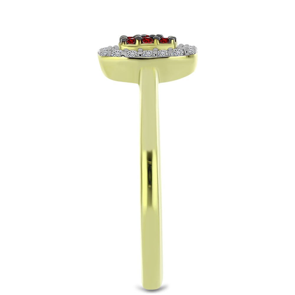 Inel din Argint 925 Placat cu Aur ( 2.1 grame ) cu Diamant Roșu și Diamant Alb 0.26 Carate