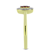 Inel din Argint 925 Placat cu Aur ( 2.1 grame ) cu Diamant Roșu și Diamant Alb 0.26 Carate