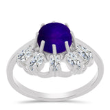 Inel din Argint 925 ( 3.02 grame ) cu Jad Violet și Topaz Alb 2.88 Carate