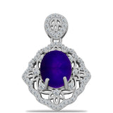 Pandantiv din Argint 925 ( 2.5 grame ) cu Jad Violet și Topaz Alb 3.39 Carate