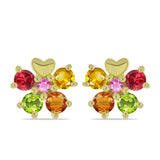 Cercei din Argint 925 Placat cu Aur ( 1.95 grame ) cu Safir Rosebery Curcubeu 1.29 Carate