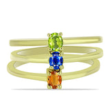 Set din Argint 925 Placat cu Aur ( 4.15 grame ) cu Safir Albastru Australian și Safir Padparadscha 0.72 Carate ( Inel )