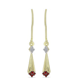 Cercei din Argint 925 Placat cu Aur ( 1.78 grame ) cu Diamant Roșu și Diamant Alb 0.12 Carate
