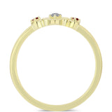 Inel din Argint 925 Placat cu Aur ( 1.6 grame ) cu Diamant Roșu și Diamant Alb 0.06 Carate