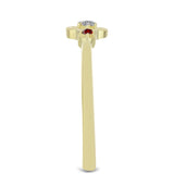 Inel din Argint 925 Placat cu Aur ( 1.6 grame ) cu Diamant Roșu și Diamant Alb 0.06 Carate