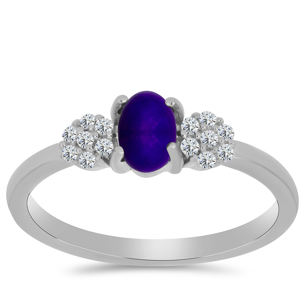 Inel din Argint 925 ( 2.12 grame ) cu Jad Violet și Topaz Alb 0.67 Carate