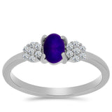 Inel din Argint 925 ( 2.12 grame ) cu Jad Violet și Topaz Alb 0.67 Carate
