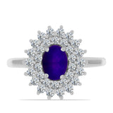 Inel din Argint 925 ( 2.93 grame ) cu Jad Violet și Topaz Alb 1.52 Carate