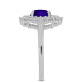 Inel din Argint 925 ( 2.93 grame ) cu Jad Violet și Topaz Alb 1.52 Carate