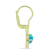 Cercei din Argint 925 Placat cu Aur ( 1.89 grame ) cu Opal Albastru Etiopian Paraiba și Topaz Alb 0.7 Carate