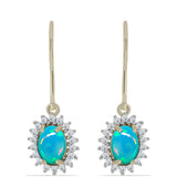 Cercei din Argint 925 Placat cu Aur ( 2.03 grame ) cu Opal Albastru Etiopian Paraiba și Topaz Alb 1.18 Carate