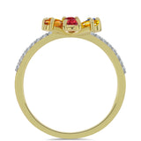 Inel din Argint 925 Placat cu Aur ( 2.39 grame ) cu Safir Rosebery Curcubeu și Topaz Alb 1.69 Carate