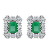 Cercei din Argint 925 ( 4.95 grame ) cu Smarald Brazilian și Zircon Alb 5.13 Carate