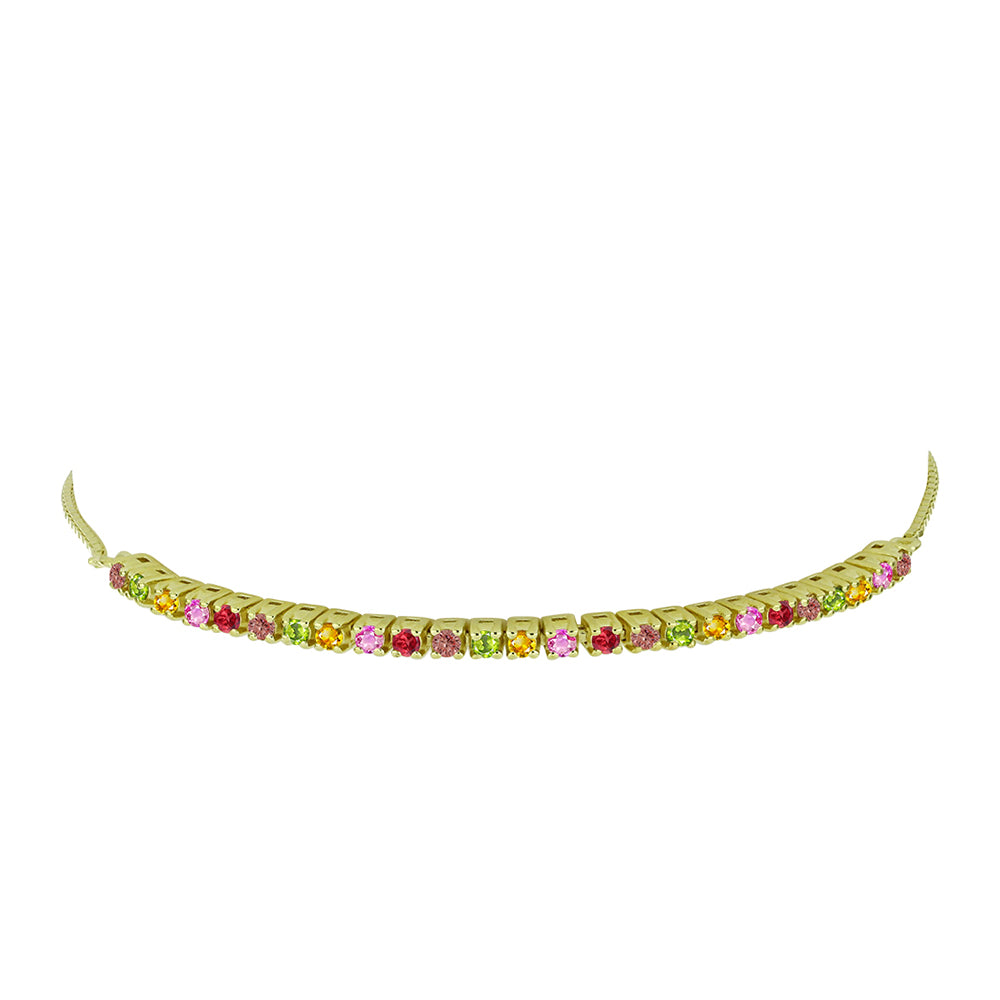 Brățară din Argint 925 Placat cu Aur ( 4.8 grame ) cu Safir Rosebery Curcubeu 1.25 Carate
