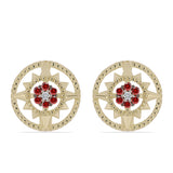Cercei din Argint 925 Placat cu Aur ( 2.68 grame ) cu Diamant Roșu și Diamant Alb 0.2 Carate