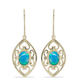 Cercei din Argint 925 Placat cu Aur ( 5.37 grame ) cu Opal Albastru Etiopian Paraiba 1.49 Carate