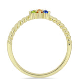 Inel din Argint 925 Placat cu Aur ( 2.11 grame ) cu Safir Rosebery Curcubeu și Topaz Alb 0.31 Carate