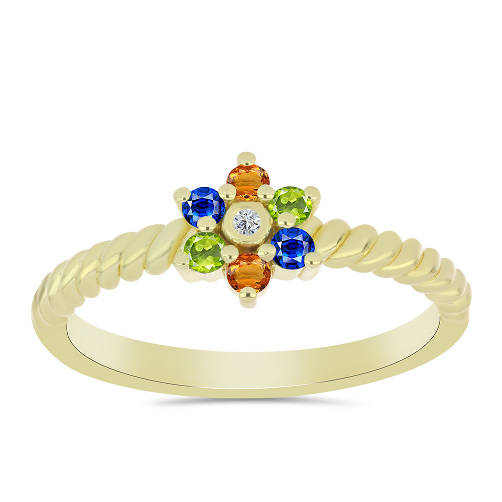 Inel din Argint 925 Placat cu Aur ( 2.11 grame ) cu Safir Rosebery Curcubeu și Topaz Alb 0.31 Carate