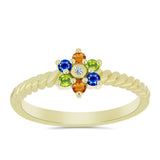 Inel din Argint 925 Placat cu Aur ( 2.11 grame ) cu Safir Rosebery Curcubeu și Topaz Alb 0.31 Carate