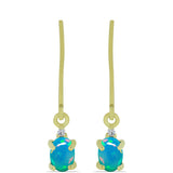 Cercei din Argint 925 Placat cu Aur ( 1.29 grame ) cu Opal Albastru Etiopian Paraiba și Topaz Alb 0.58 Carate