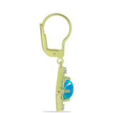 Cercei din Argint 925 Placat cu Aur ( 2.99 grame ) cu Opal Albastru Etiopian Paraiba și Topaz Alb 1.13 Carate