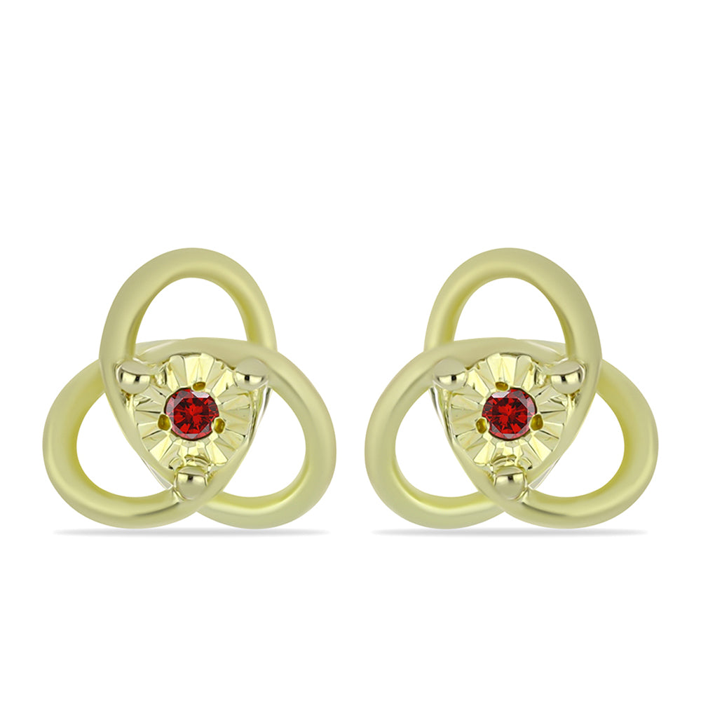 Set din Argint 925 Placat cu Aur ( 3.56 grame ) cu Diamant Roșu 0.03 Carate ( Cercei+Inel+Pandantiv )