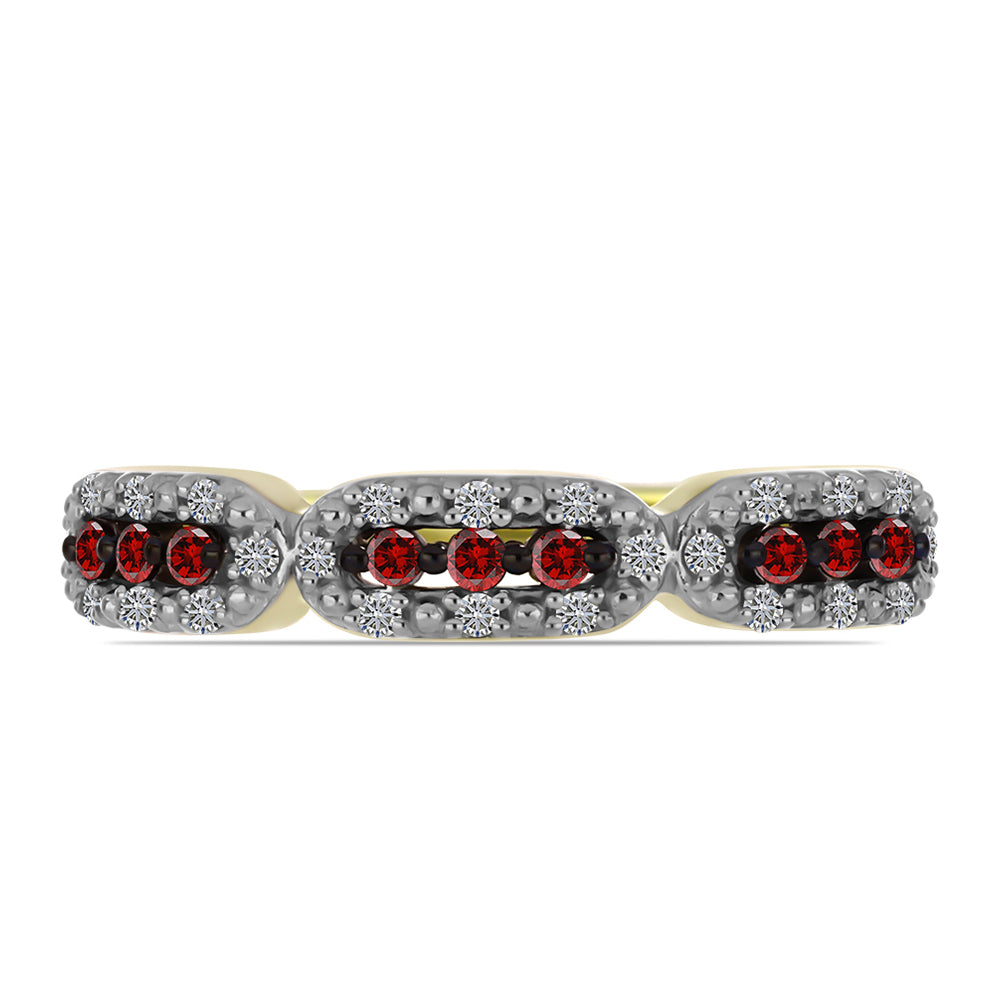 Inel din Argint 925 Placat cu Aur ( 2.3 grame ) cu Diamant Roșu și Diamant Alb 0.24 Carate
