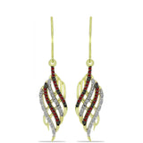 Cercei din Argint 925 Placat cu Aur ( 3.81 grame ) cu Diamant Roșu și Diamant Alb 0.36 Carate