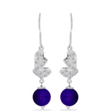 Cercei din Argint 925 ( 3.25 grame ) cu Jad Violet și Topaz Alb 7.93 Carate
