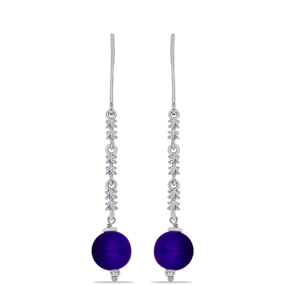Cercei din Argint 925 ( 2.08 grame ) cu Jad Violet și Topaz Alb 7.17 Carate