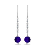 Cercei din Argint 925 ( 2.08 grame ) cu Jad Violet și Topaz Alb 7.17 Carate