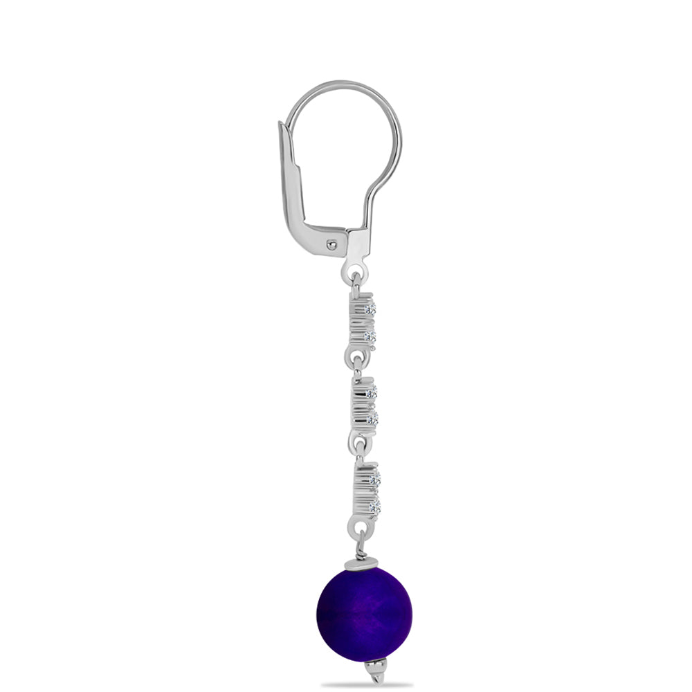 Cercei din Argint 925 ( 2.08 grame ) cu Jad Violet și Topaz Alb 7.17 Carate