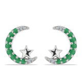 Cercei din Argint 925 ( 2.03 grame ) cu Smarald Brazilian și Topaz Alb 0.37 Carate