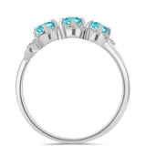 Inel din Argint 925 ( 2.66 grame ) cu Cuarț Paraiba și Topaz Alb 0.74 Carate