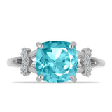 Inel din Argint 925 ( 2.92 grame ) cu Cuarț Paraiba și Topaz Alb 3.07 Carate