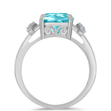 Inel din Argint 925 ( 2.92 grame ) cu Cuarț Paraiba și Topaz Alb 3.07 Carate