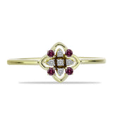 Inel din Argint 925 Placat cu Aur ( 1.48 grame ) cu Diamant Violet și Diamant Alb 0.1 Carate